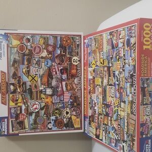2 White Mountain Puzzles All Aboard Train Signs Roadside America 1000 Complete
